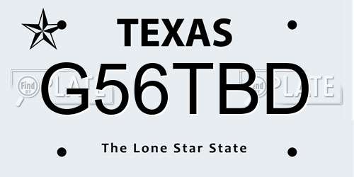 G56TBD Texas License Plate