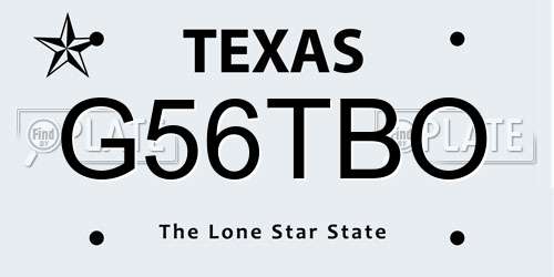 G56TBO Texas License Plate