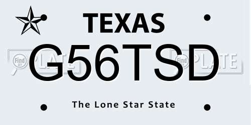 G56TSD Texas License Plate