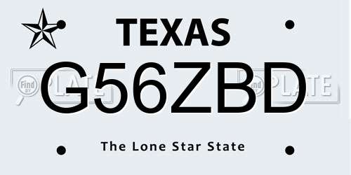 G56ZBD Texas License Plate