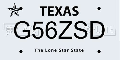 G56ZSD Texas License Plate