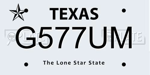 G577UM Texas License Plate