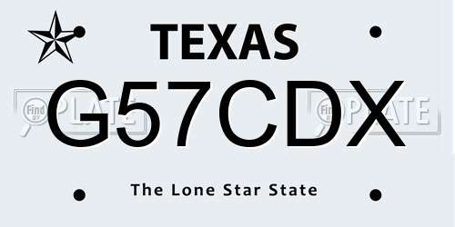 G57CDX Texas License Plate