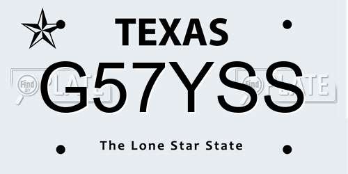 G57YSS Texas License Plate
