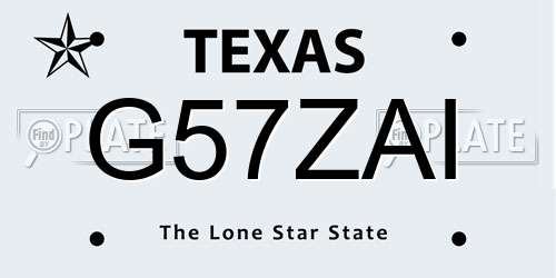 G57ZAI Texas License Plate
