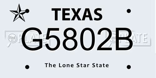 G5802B Texas License Plate