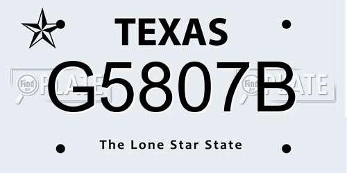 G5807B Texas License Plate