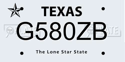 G580ZB Texas License Plate