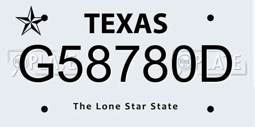 G58780D Texas License Plate