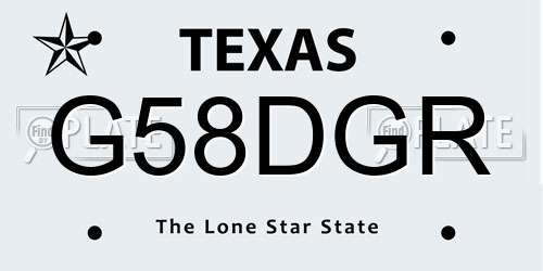 G58DGR Texas License Plate