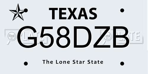 G58DZB Texas License Plate