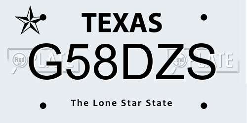 G58DZS Texas License Plate