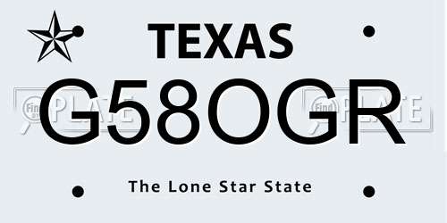 G58OGR Texas License Plate