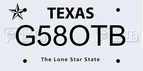 G58OTB Texas License Plate
