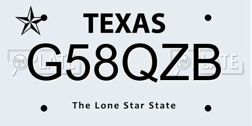 G58QZB Texas License Plate