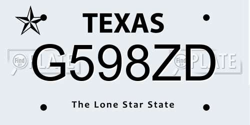 G598ZD Texas License Plate