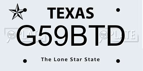 G59BTD Texas License Plate