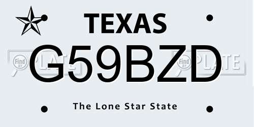 G59BZD Texas License Plate