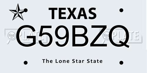 G59BZQ Texas License Plate