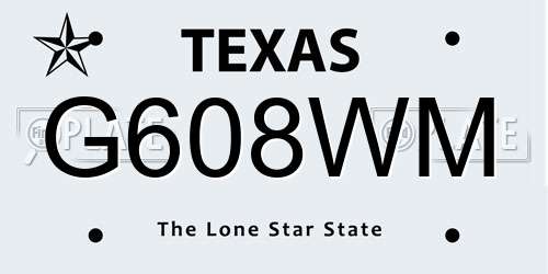 G608WM Texas License Plate