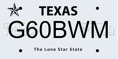 G60BWM Texas License Plate
