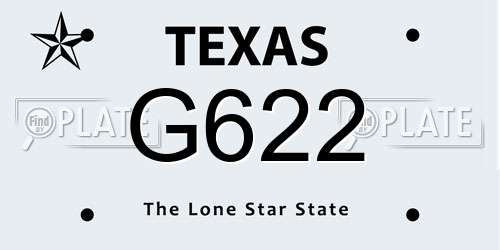 G622 Texas License Plate