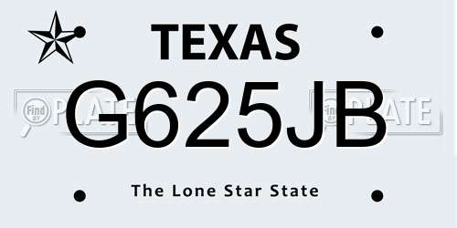 G625JB Texas License Plate