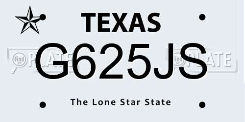 G625JS Texas License Plate