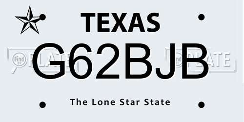 G62BJB Texas License Plate
