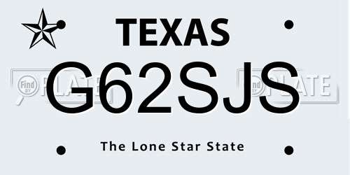 G62SJS Texas License Plate