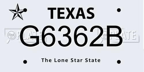 G6362B Texas License Plate