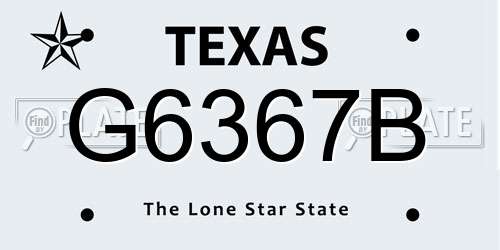 G6367B Texas License Plate