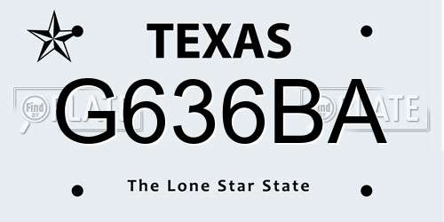 G636BA Texas License Plate