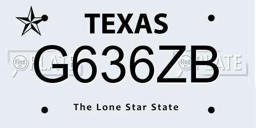 G636ZB Texas License Plate