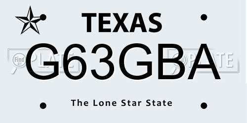 G63GBA Texas License Plate