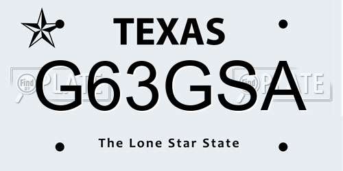 G63GSA Texas License Plate