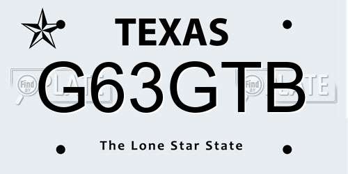 G63GTB Texas License Plate