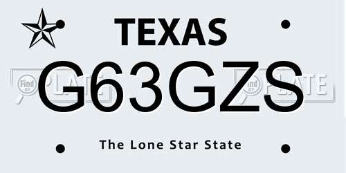 G63GZS Texas License Plate