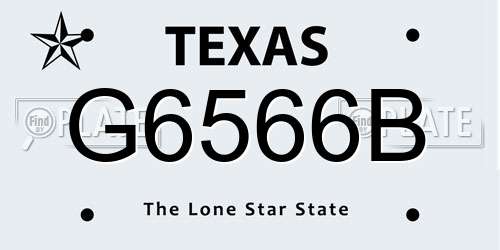 G6566B Texas License Plate