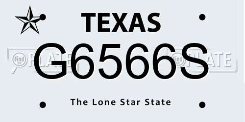 G6566S Texas License Plate