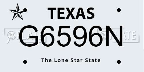 G6596N Texas License Plate
