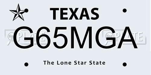 G65MGA Texas License Plate