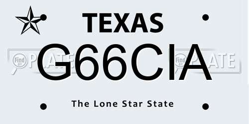 G66CIA Texas License Plate