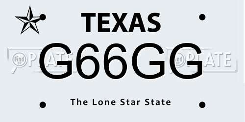 G66GG Texas License Plate