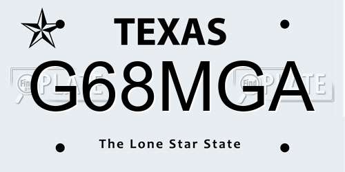 G68MGA Texas License Plate