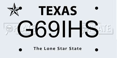 G69IHS Texas License Plate