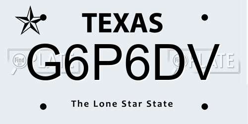 G6P6DV Texas License Plate