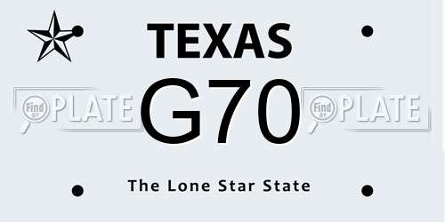 G70 Texas License Plate