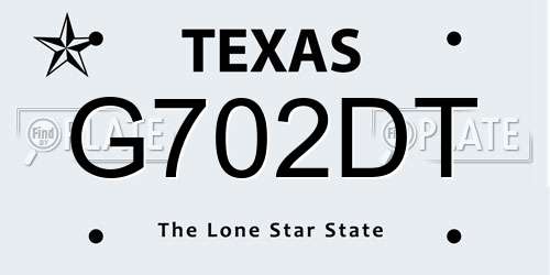 G702DT Texas License Plate