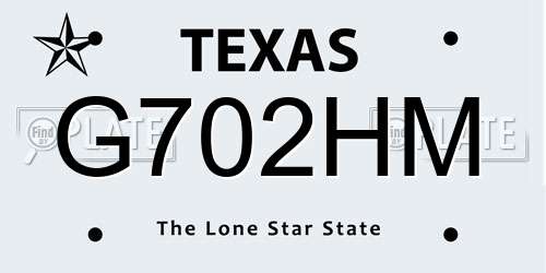 G702HM Texas License Plate